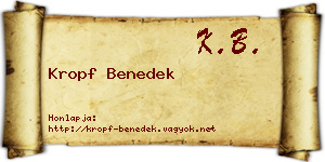 Kropf Benedek névjegykártya